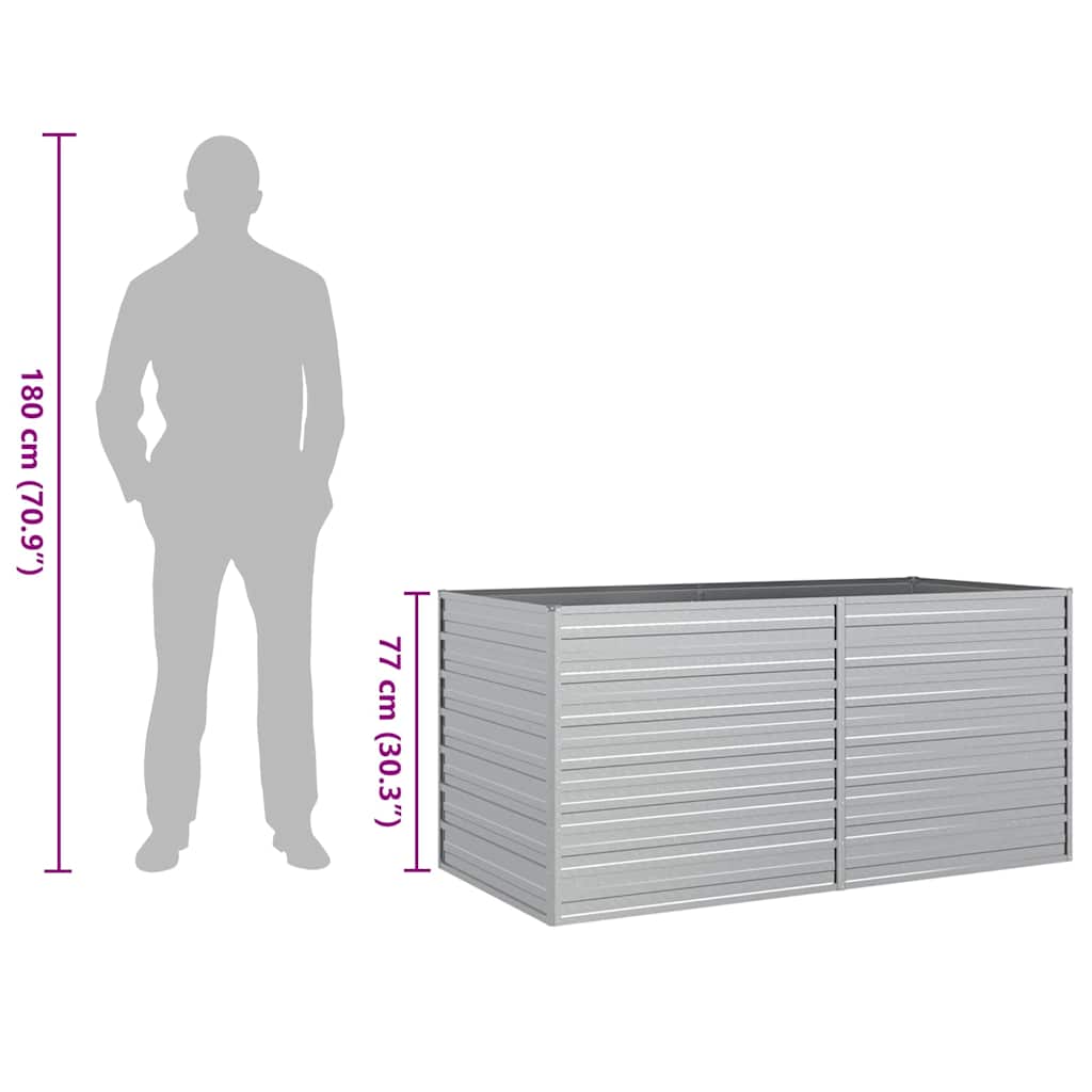 vidaXL Ζαρντινιέρα Υπερυψωμένη Ασημί 160x80x77 εκ. Γαλβανισμ. Χάλυβας
