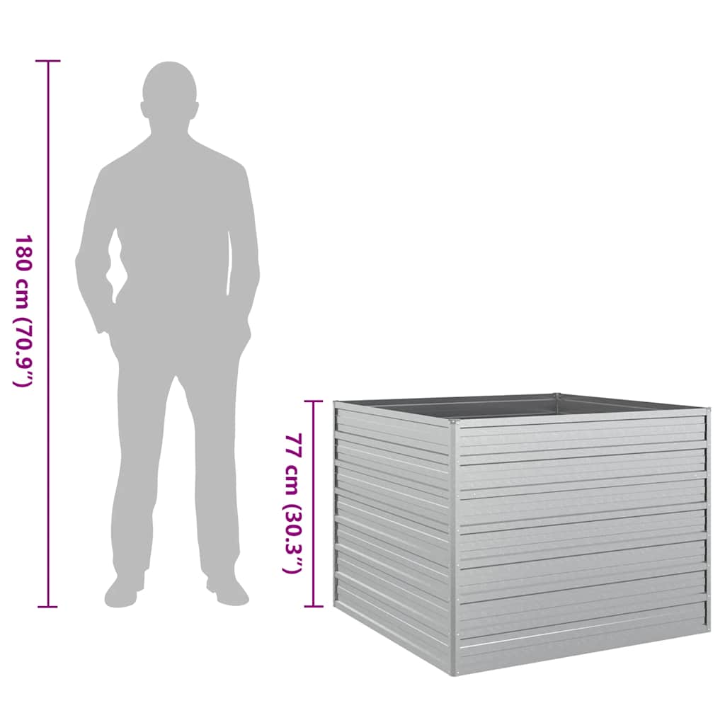 vidaXL Ζαρντινιέρα Υπερυψωμένη Ασημί 100x100x77 εκ. Γαλβανισμ. Χάλυβας