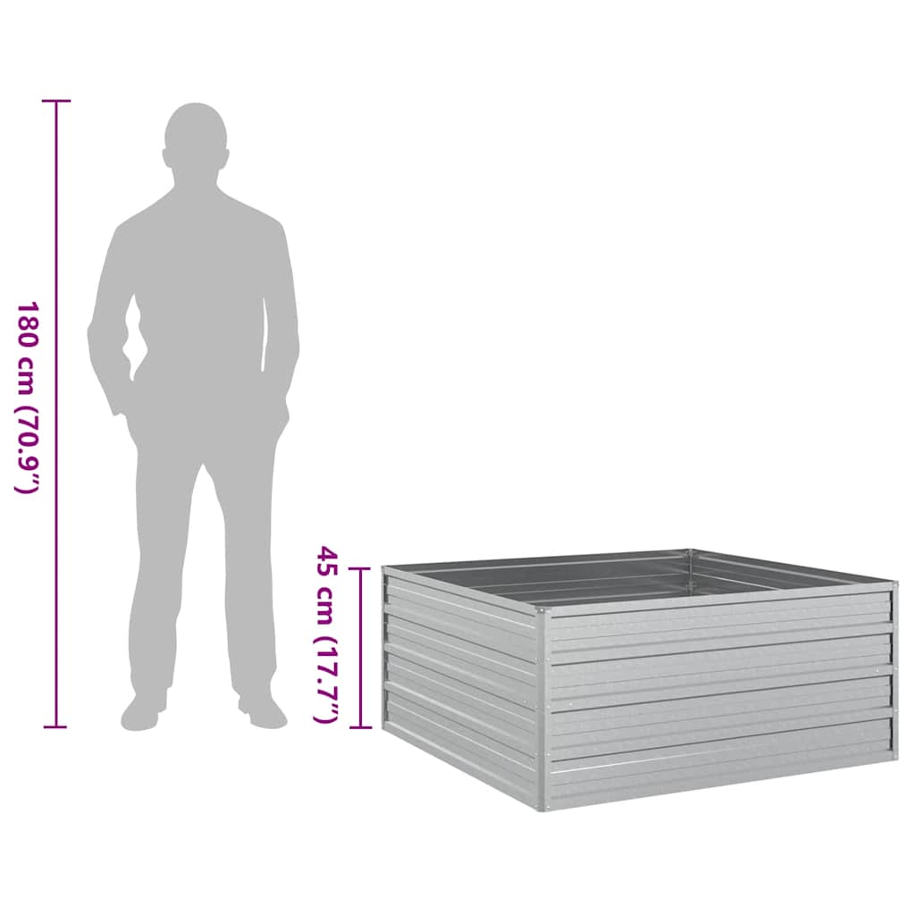 vidaXL Ζαρντινιέρα Υπερυψωμένη Ασημί 100x100x45 εκ. Γαλβανισμ. Χάλυβας