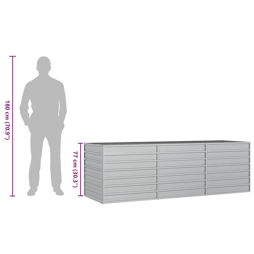 vidaXL Ζαρντινιέρα Υπερυψωμένη Ασημί 240x80x77 εκ. Γαλβανισμ. Χάλυβας