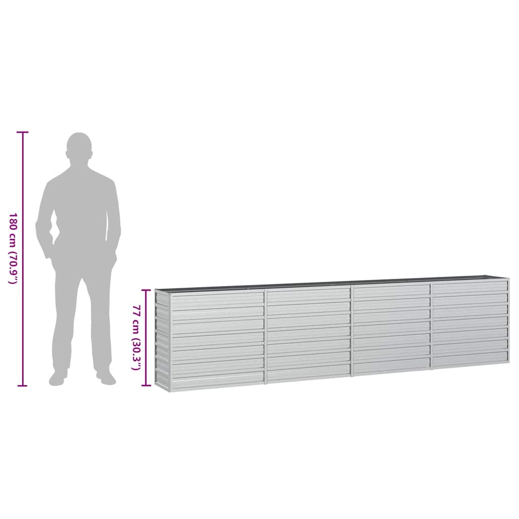 vidaXL Ζαρντινιέρα Υπερυψωμένη Ασημί 320x40x77 εκ. Γαλβανισμ. Χάλυβας