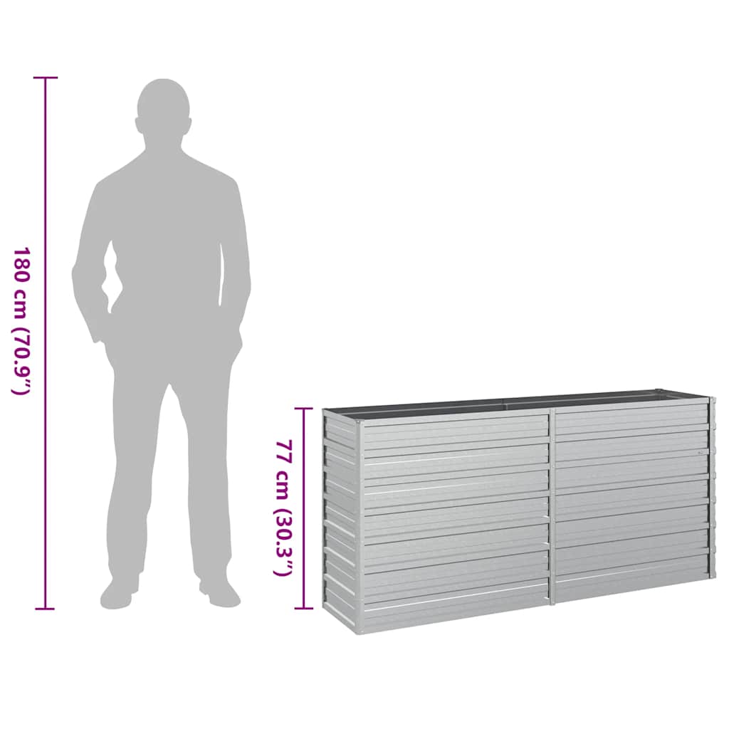 vidaXL Ζαρντινιέρα Υπερυψωμένη Ασημί 160x40x77 εκ. Γαλβανισμ. Χάλυβας