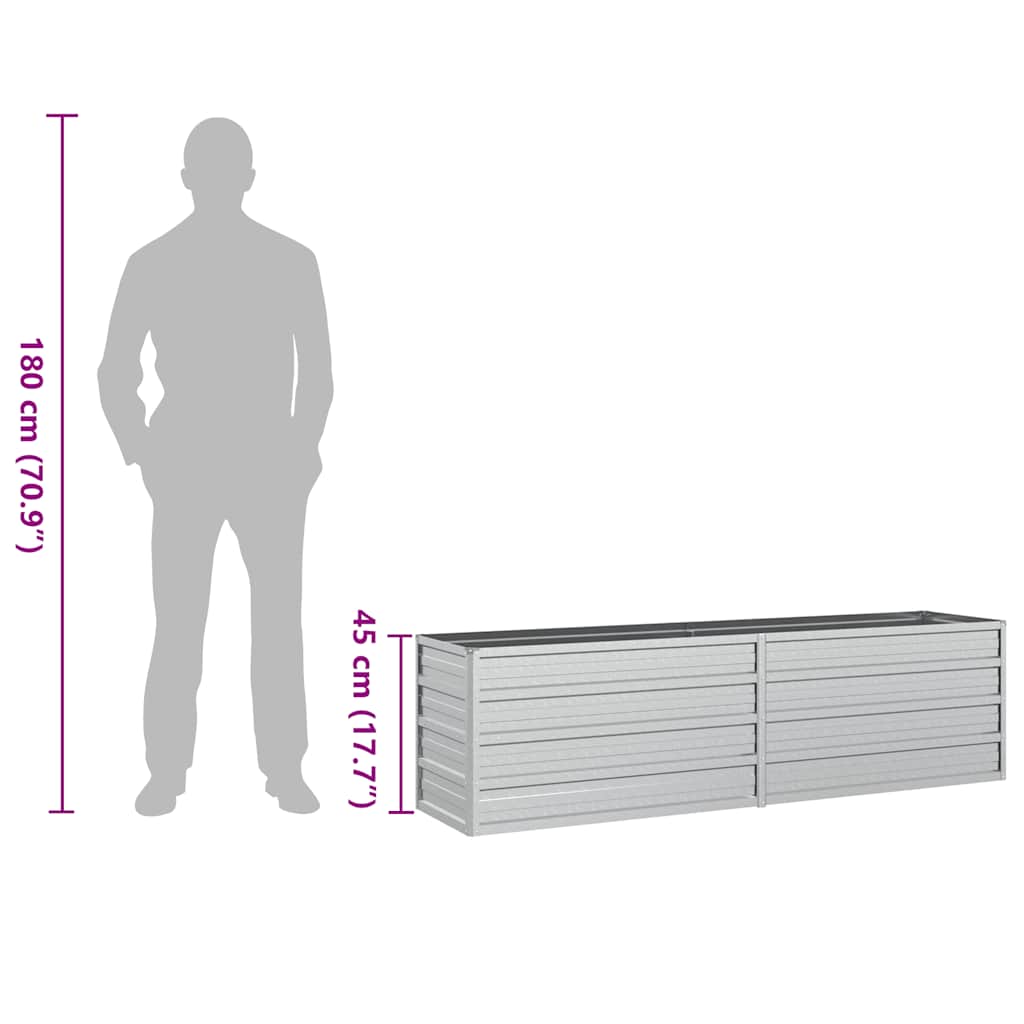 vidaXL Ζαρντινιέρα Υπερυψωμένη Ασημί 160x40x45 εκ. Γαλβανισμ. Χάλυβας