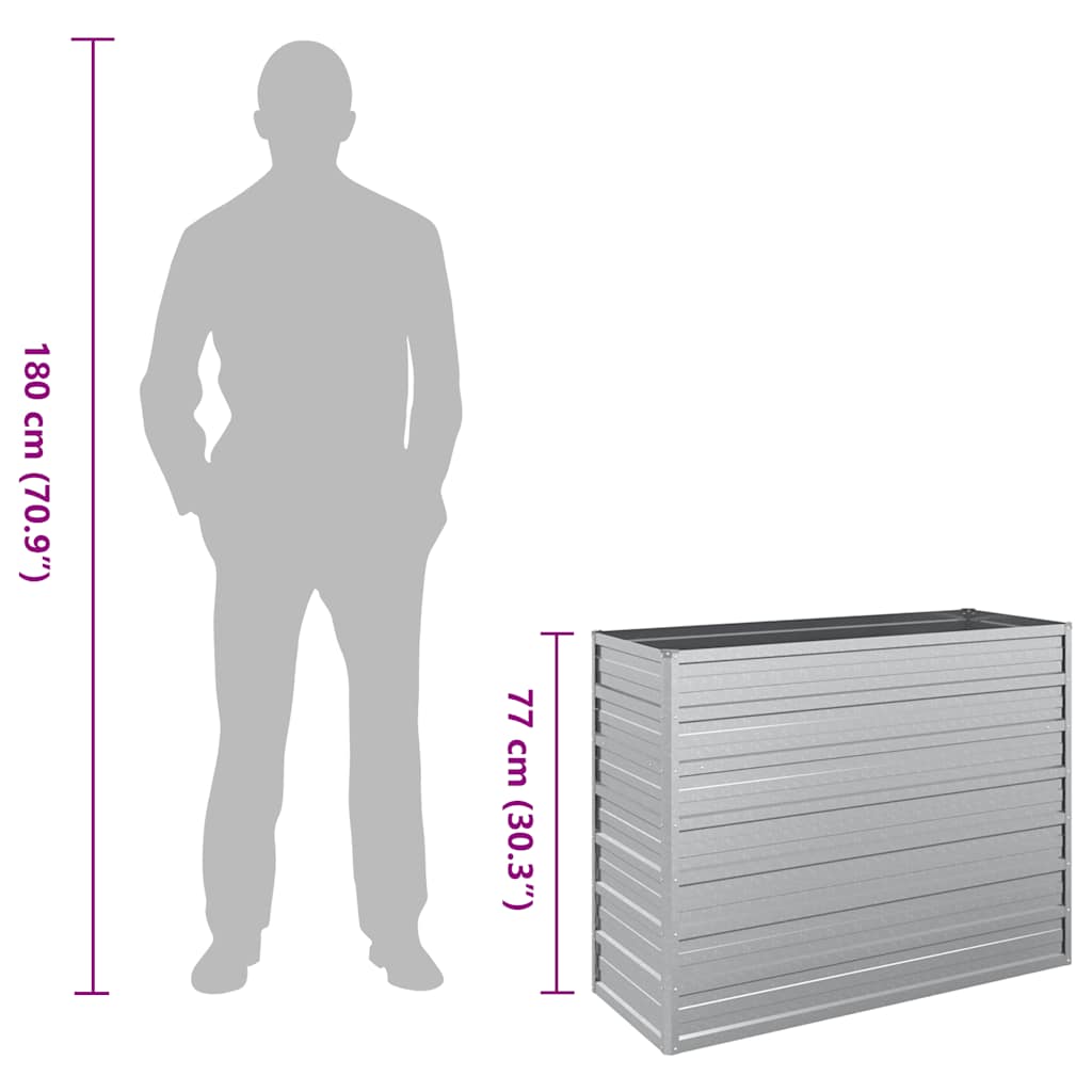 vidaXL Ζαρντινιέρα Υπερυψωμένη Ασημί 100x40x77 εκ. Γαλβανισμ. Χάλυβας