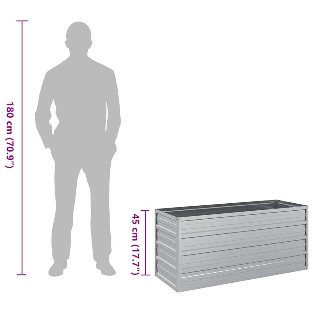 vidaXL Ζαρντινιέρα Υπερυψωμένη Ασημί 100x40x45 εκ. Γαλβανισμ. Χάλυβας