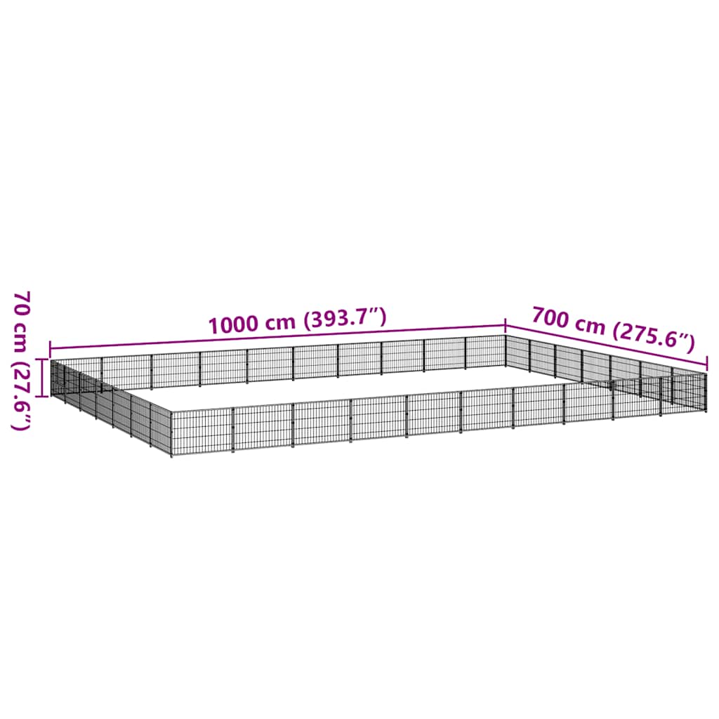 vidaXL Σπιτάκι Σκύλου Μαύρο 70 μ² Ατσάλινο