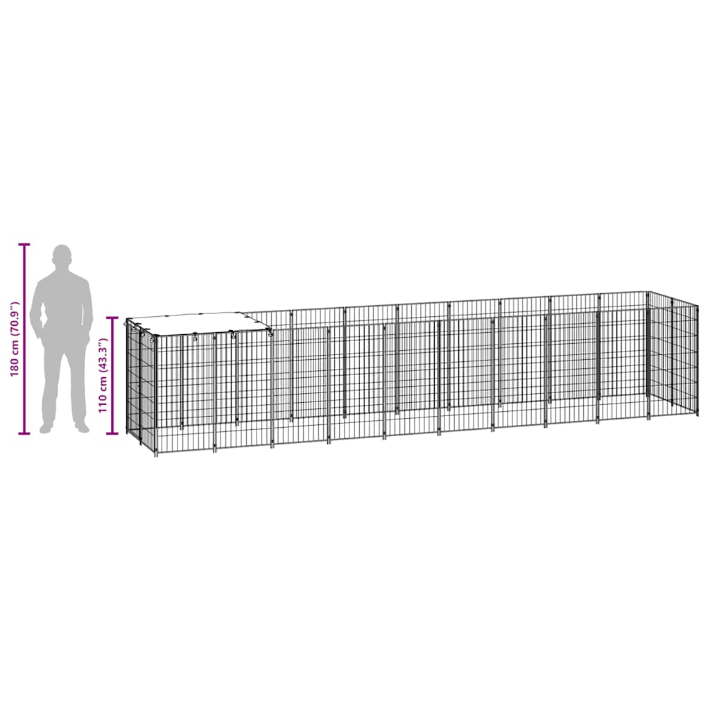 vidaXL Σπιτάκι Σκύλου Ασημί 6,05 m² Ατσάλινο