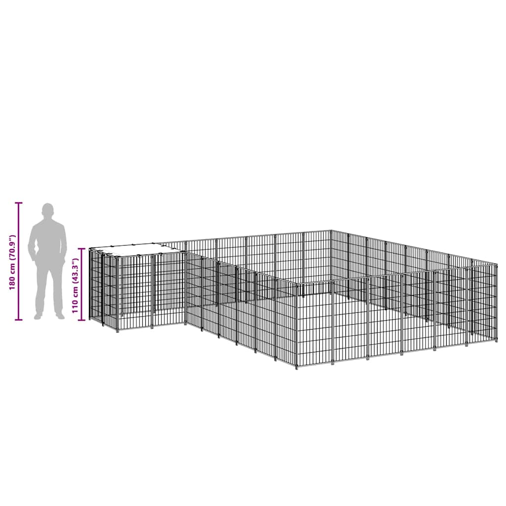 vidaXL Σπιτάκι Σκύλου Ασημί 15,73 μ² Ατσάλινο