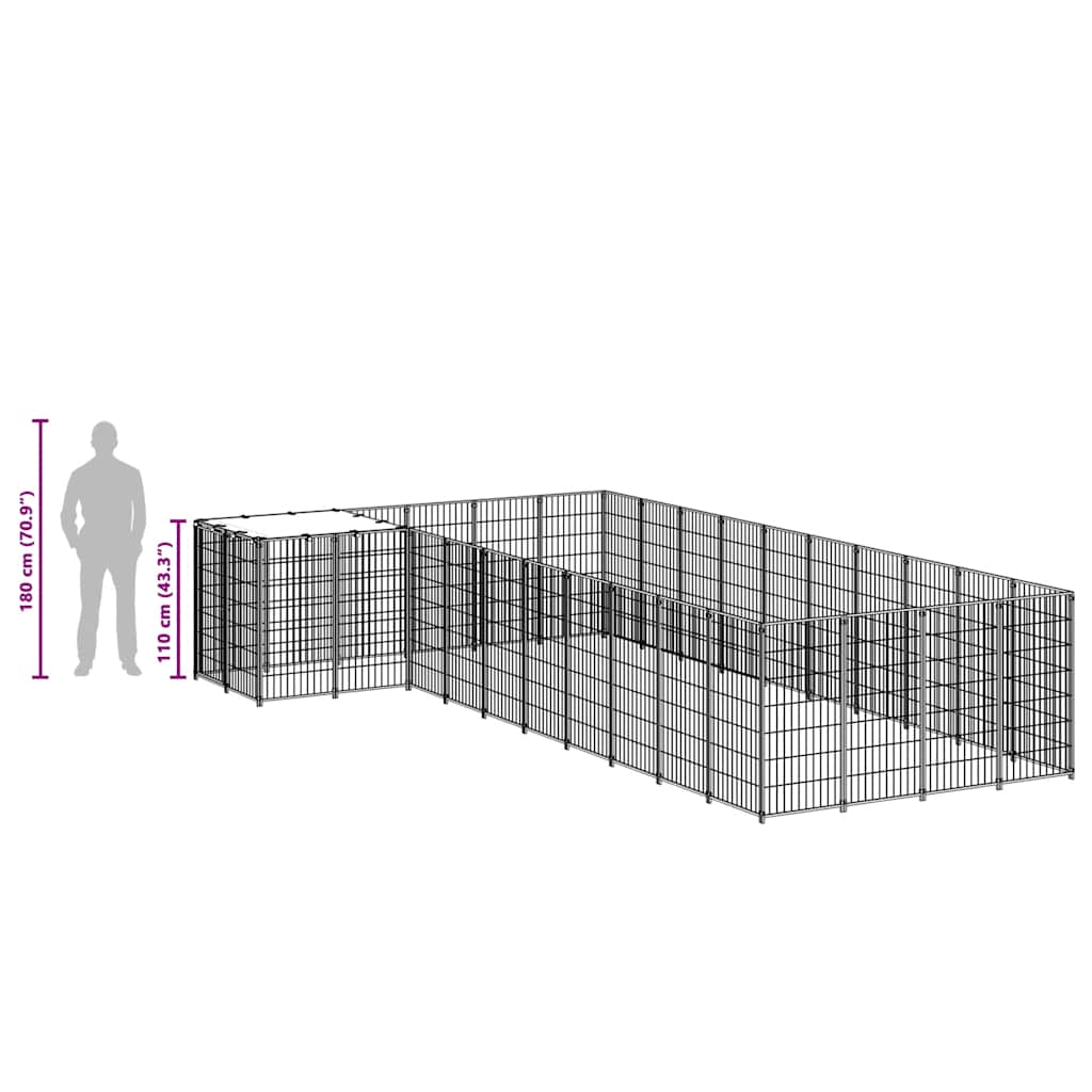 vidaXL Σπιτάκι Σκύλου Ασημί 13,31 μ² Ατσάλινο