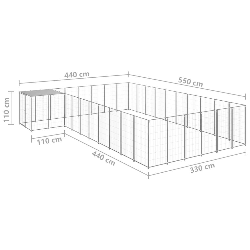 vidaXL Σπιτάκι Σκύλου Ασημί 19,36 μ² Ατσάλινο