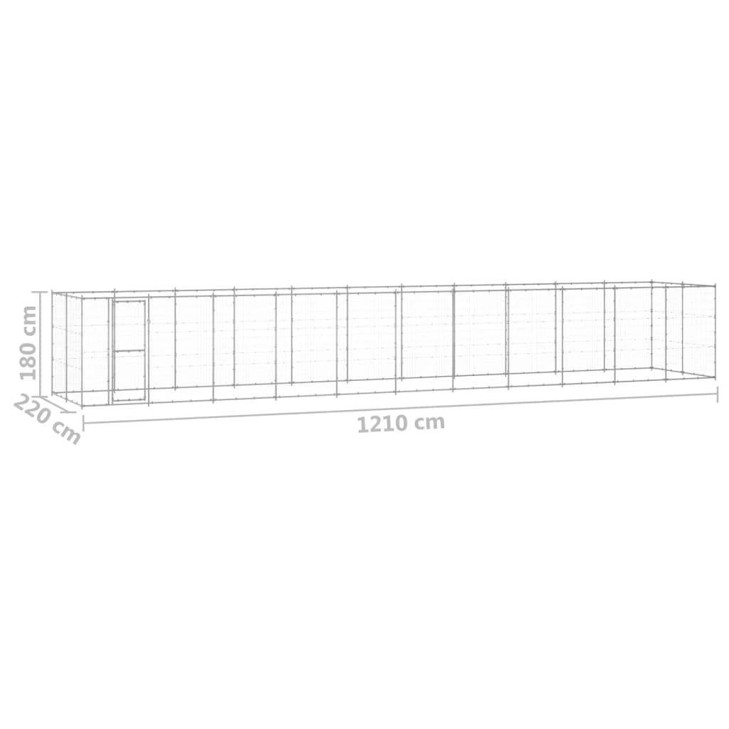vidaXL Κλουβί Σκύλου Εξωτερικού Χώρου 26,62 μ² από Γαλβανισμένο Χάλυβα