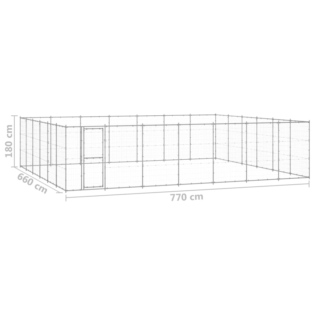 vidaXL Κλουβί Σκύλου Εξωτερικού Χώρου 50,82 μ² από Γαλβανισμένο Χάλυβα