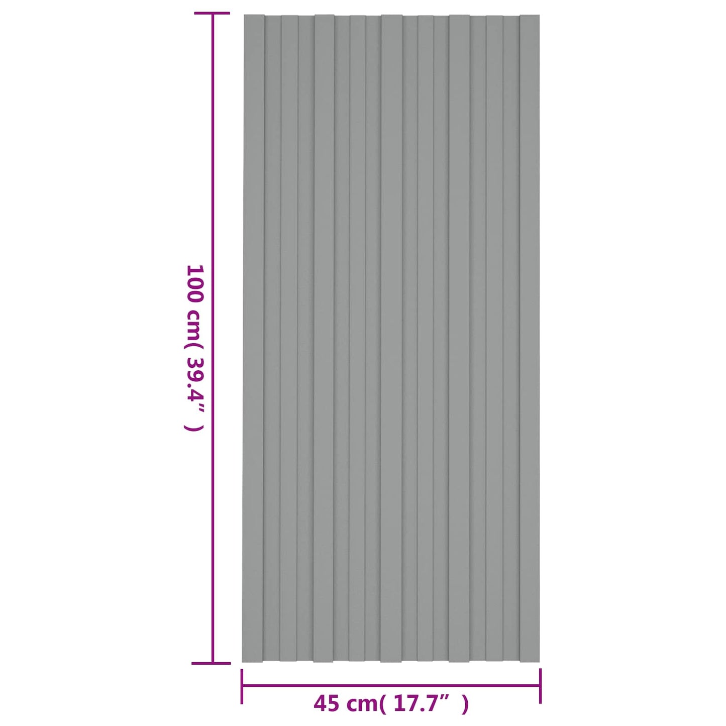 vidaXL Πάνελ οροφής 12 pcs Γκρι 100 x 45 cm Γαλβανισμένος χάλυβας