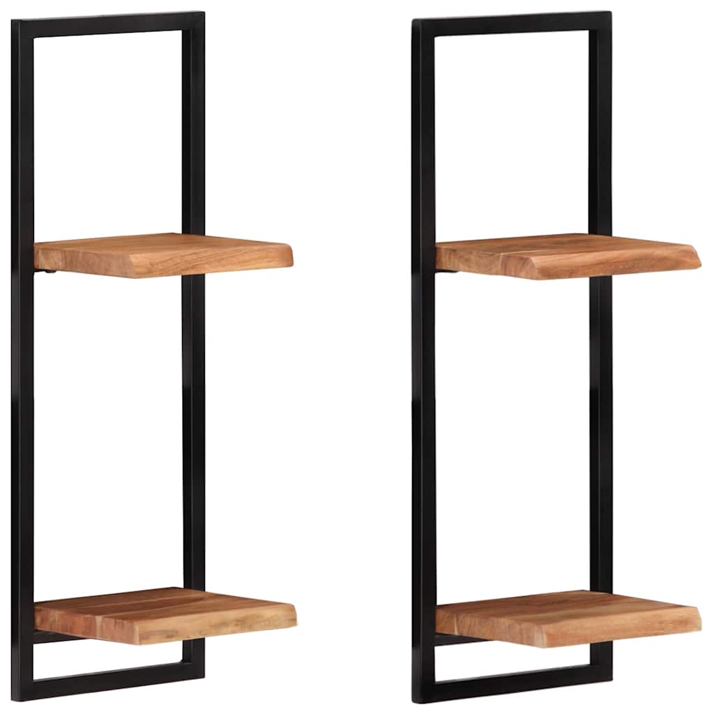 vidaXL Ράφια Τοίχου 2 Τεμ. 25x25x75 εκ. Μασίφ Ξύλο Ακακίας & Ατσάλι