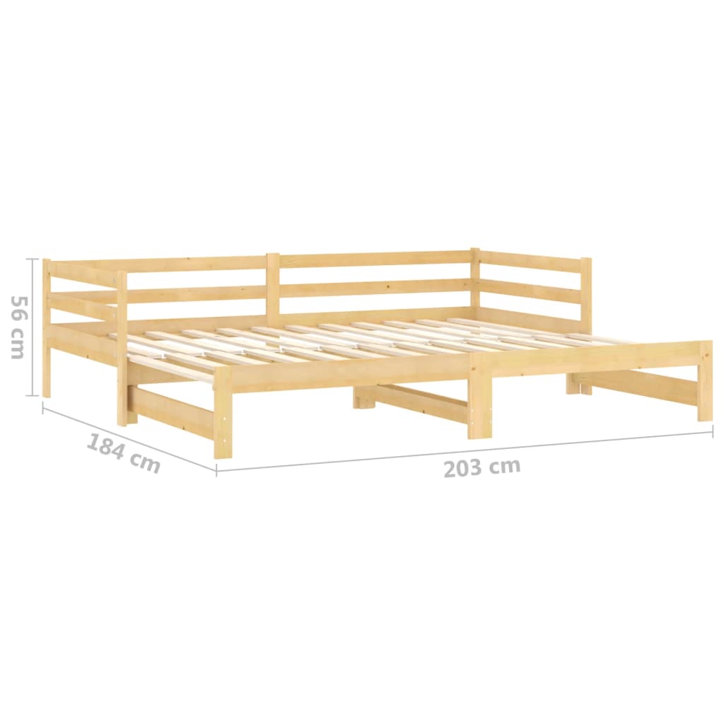 vidaXL Καναπές Κρεβάτι Συρόμενος 2x(90x200) εκ. από Μασίφ Ξύλο Πεύκου