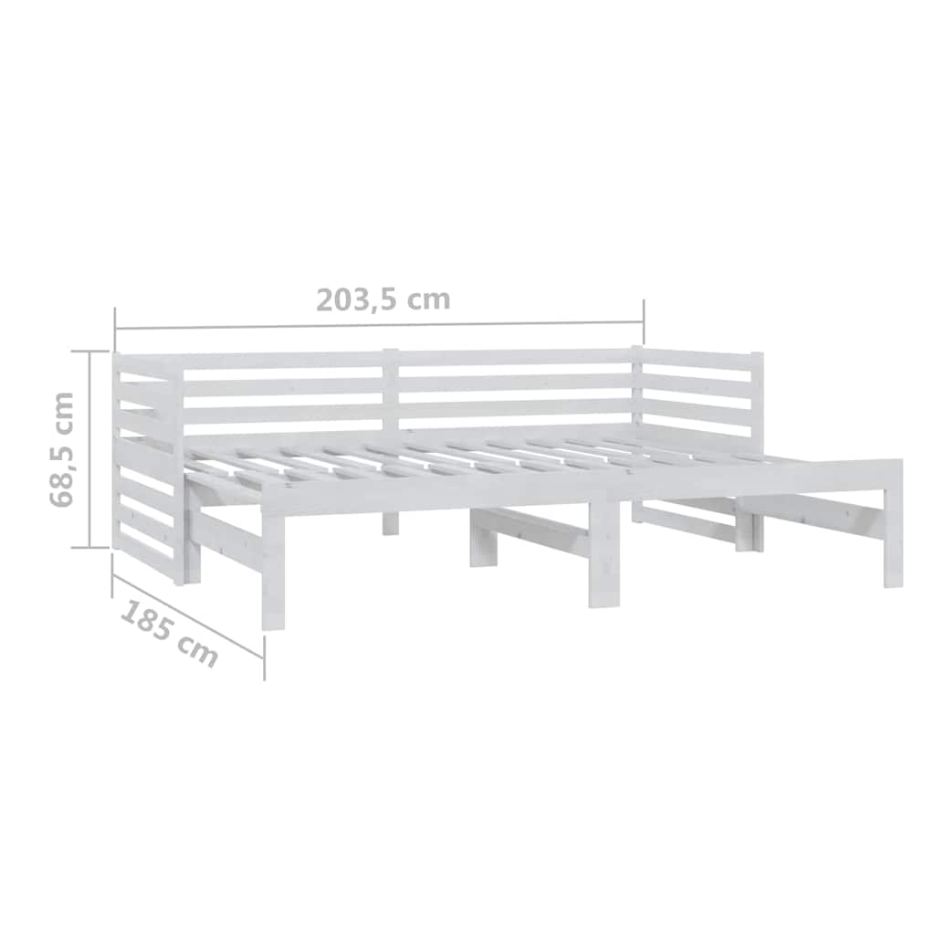 vidaXL Καναπές Κρεβάτι Συρόμενος Λευκός 2x(90x200) εκ. Ξύλο Πεύκου