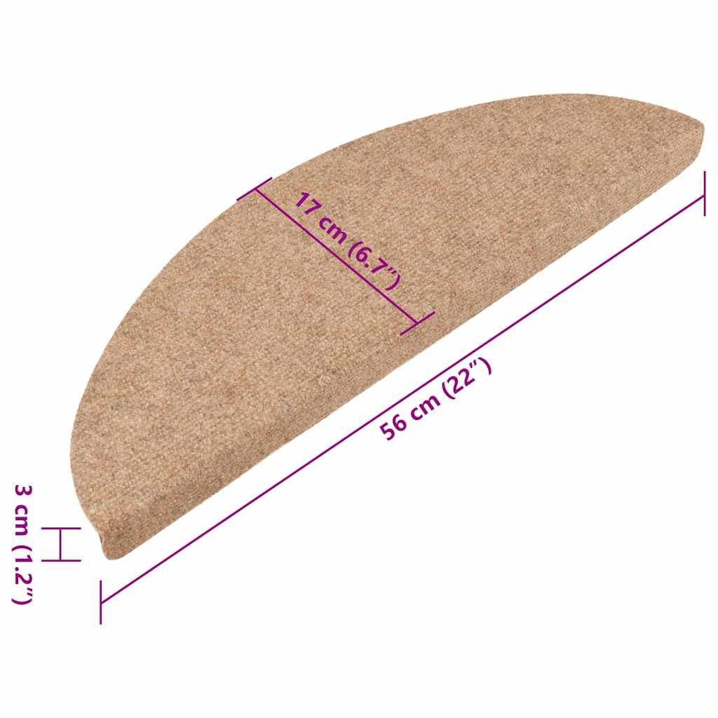 vidaXL Πατάκια Σκάλας Αυτοκόλλητα 15 τεμ. Μπεζ 56x17x3 εκ.