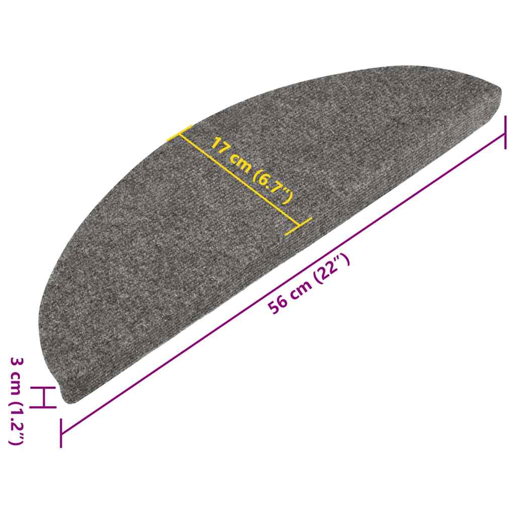 vidaXL Πατάκια Σκάλας Αυτοκόλλητα 15 τεμ. Γκρι 56x17x3 εκ.