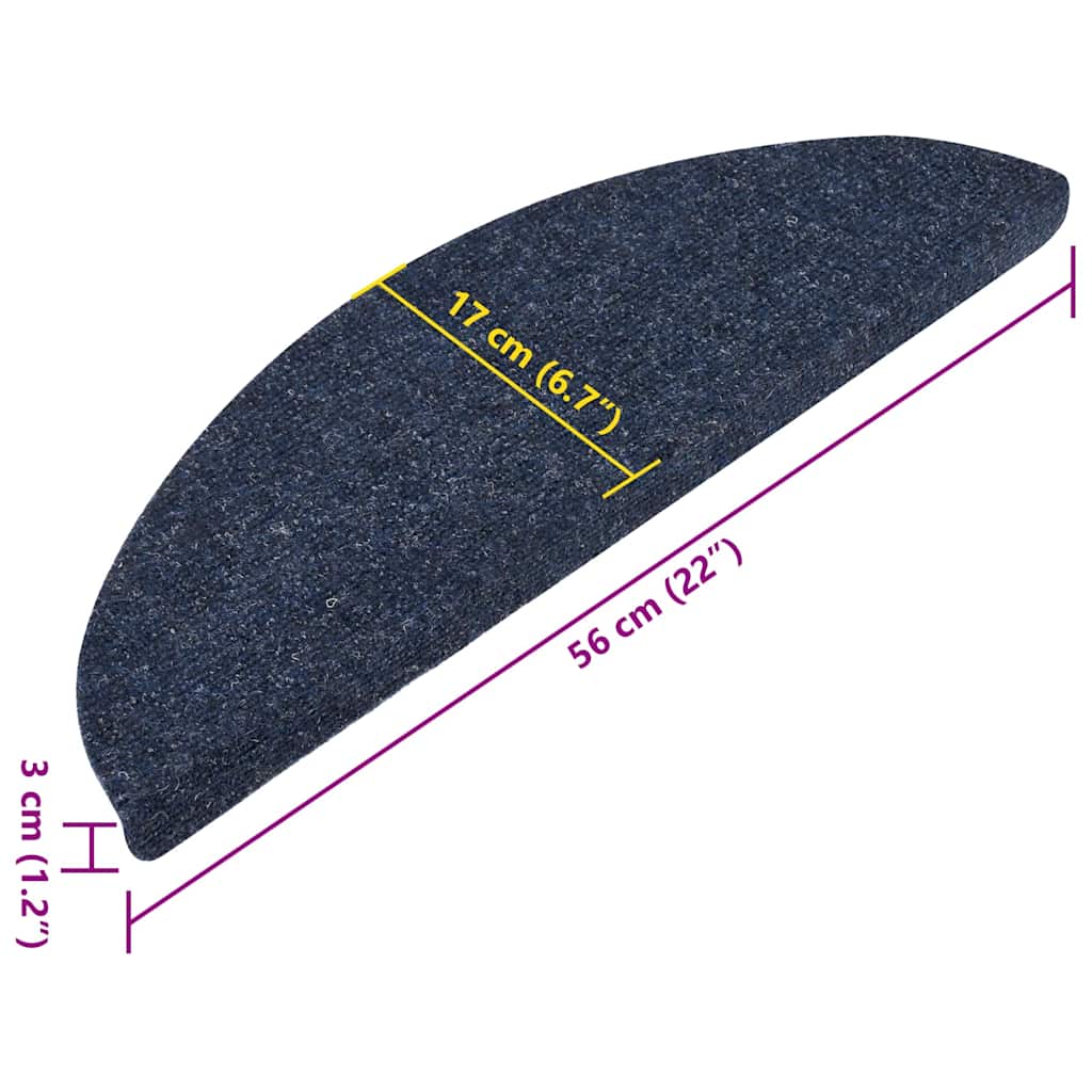 vidaXL Πατάκια Σκάλας Αυτοκόλλητα 15 τεμ. Μπλε 56x17x3 εκ.