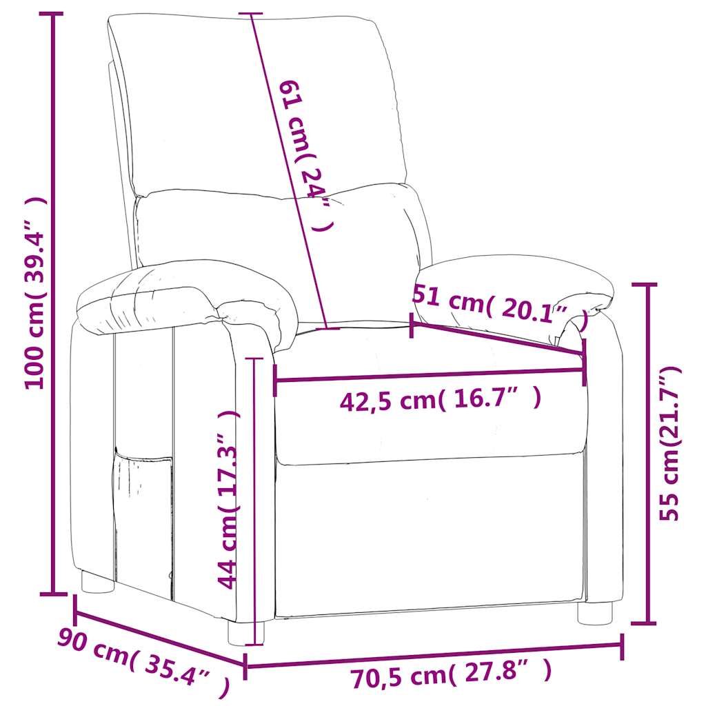 vidaXL Πολυθρόνα Ανακλινόμενη Σκούρο Γκρι Υφασμάτινη