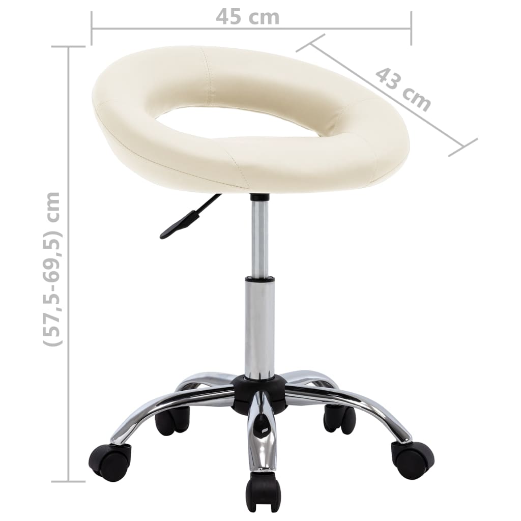vidaXL Καρέκλα Τραπεζαρίας Περιστρεφόμενη Κρεμ από Συνθετικό Δέρμα