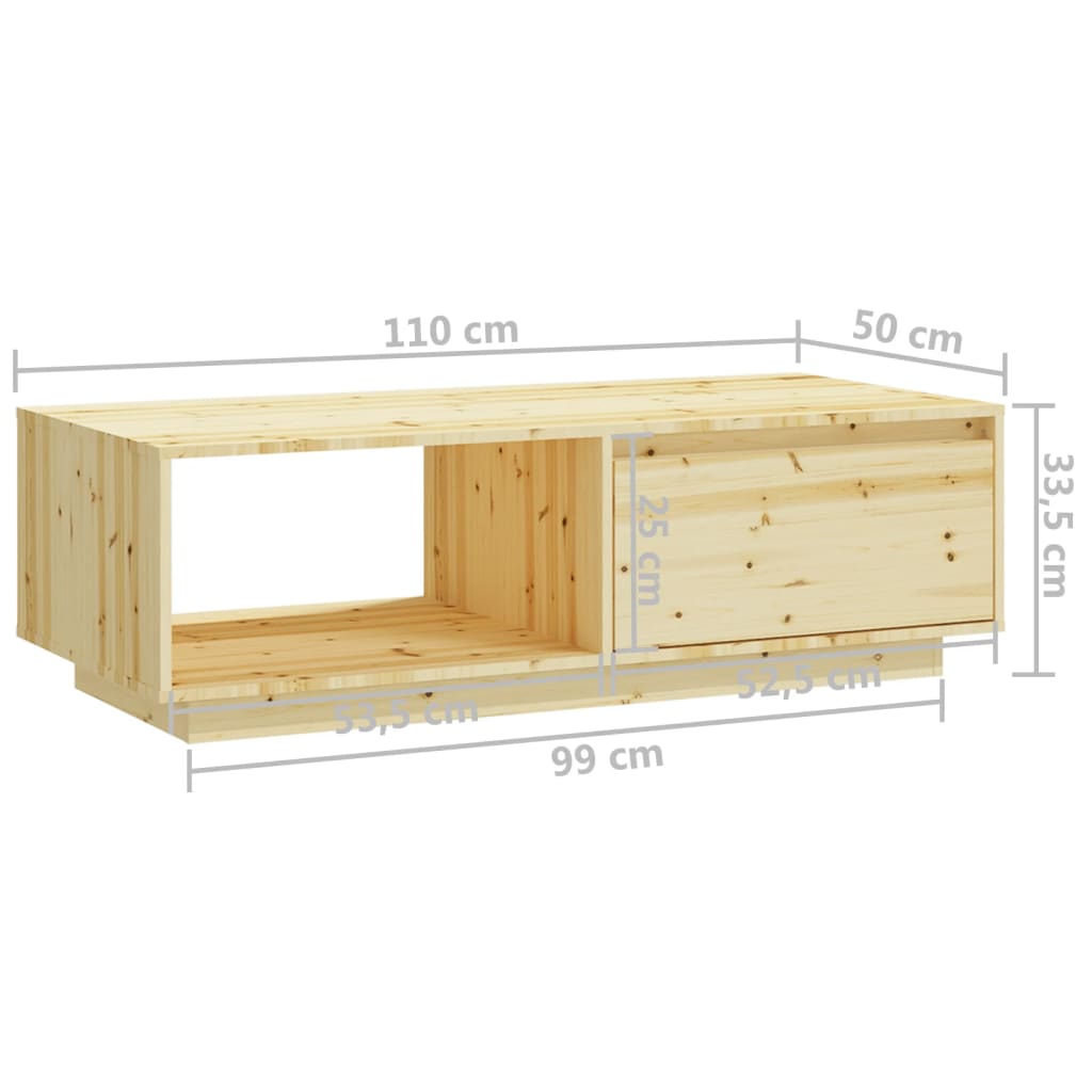 vidaXL Τραπεζάκι Σαλονιού 110 x 50 x 33,5 εκ. από Μασίφ Ξύλο Ελάτης