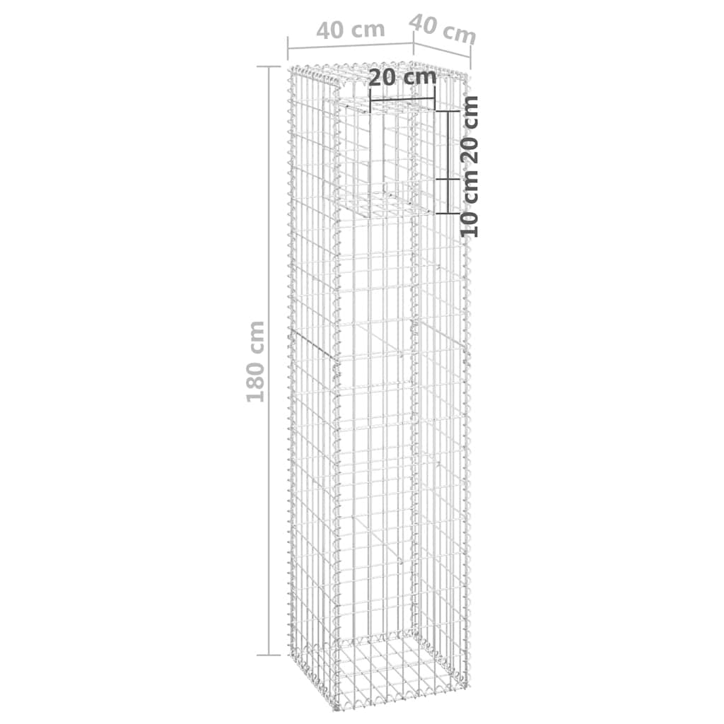 vidaXL Συρματοκιβώτια Στύλοι 2 τεμ. 40 x 40 x 180 εκ. Σιδερένιοι