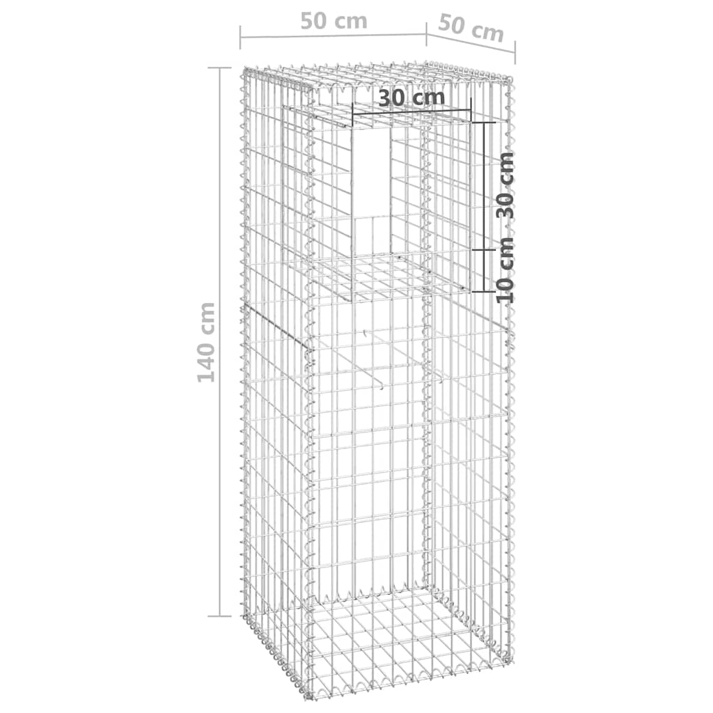 vidaXL Συρματοκιβώτια Στύλοι 2 τεμ. 50 x 50 x 140 εκ. Σιδερένιοι