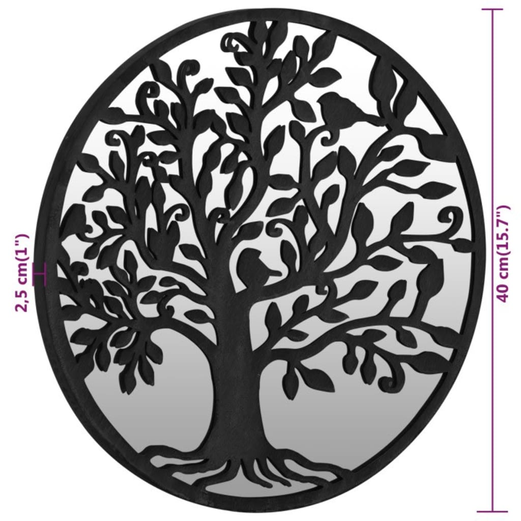 vidaXL Καθρέφτης Κήπου για Εξωτερικούς Χώρους Μαύρος 40 x 3 εκ. Σίδερο