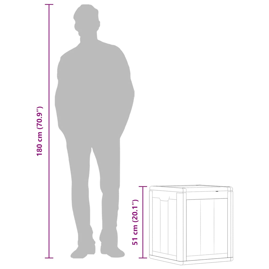 vidaXL Μπαούλο Αποθήκευσης Κήπου Γκρι 90 Λίτρα Όψη ξύλου από PP