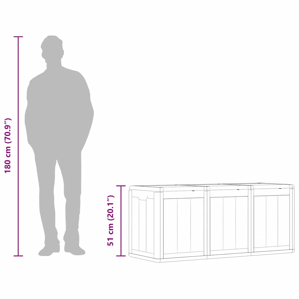 vidaXL Μπαούλο Αποθήκευσης Κήπου Γκρι 270 Λίτρα Όψη ξύλου από PP