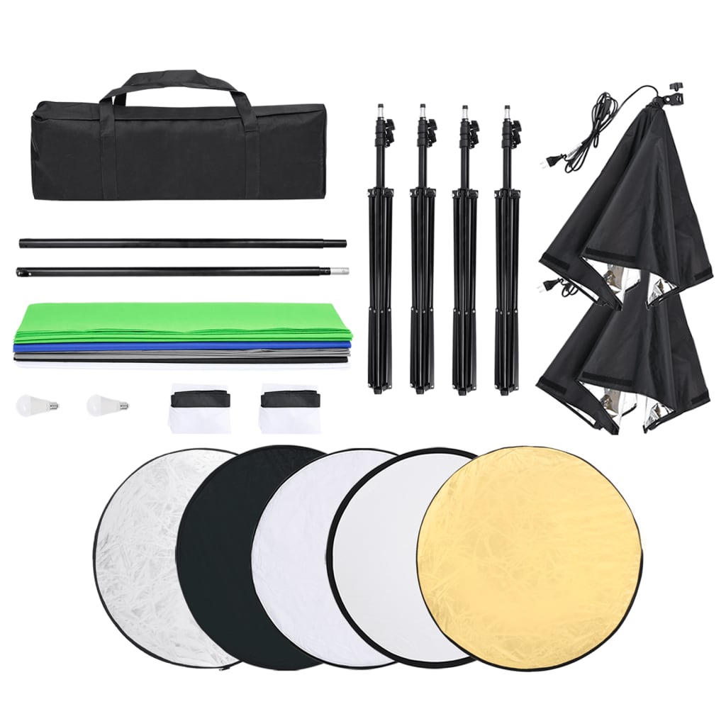 vidaXL Κιτ Στούντιου Φωτογράφισης με Φόντα και Τρίποδα