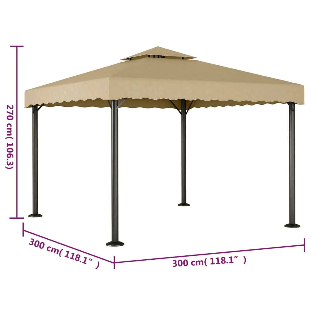 vidaXL Κιόσκι Taupe 3 x 3 μ. από Αλουμίνιο και Ατσάλι