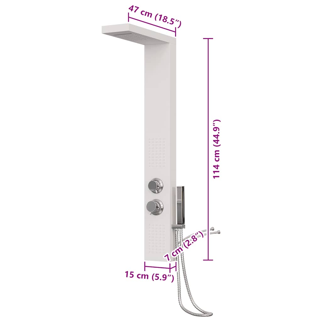 vidaXL Στήλη Ντους Υδρομασάζ Λευκή από Αλουμίνιο