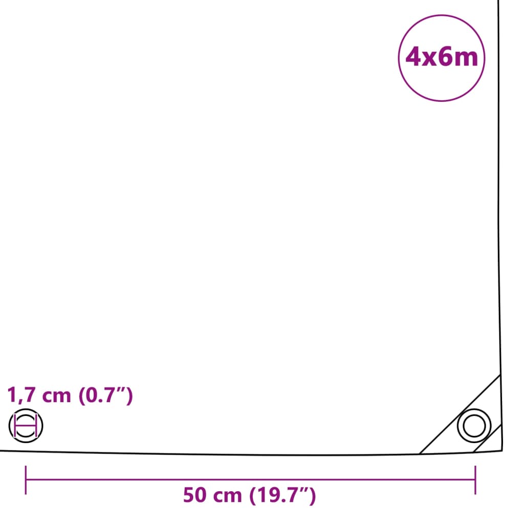 vidaXL Μουσαμάς Μαύρος 650 γρ./μ.² 4 x 6 μ.