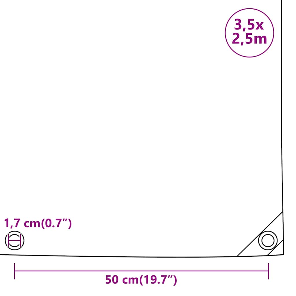 vidaXL Μουσαμάς Μαύρος 650 γρ./μ.² 3,5 x 2,5 μ.