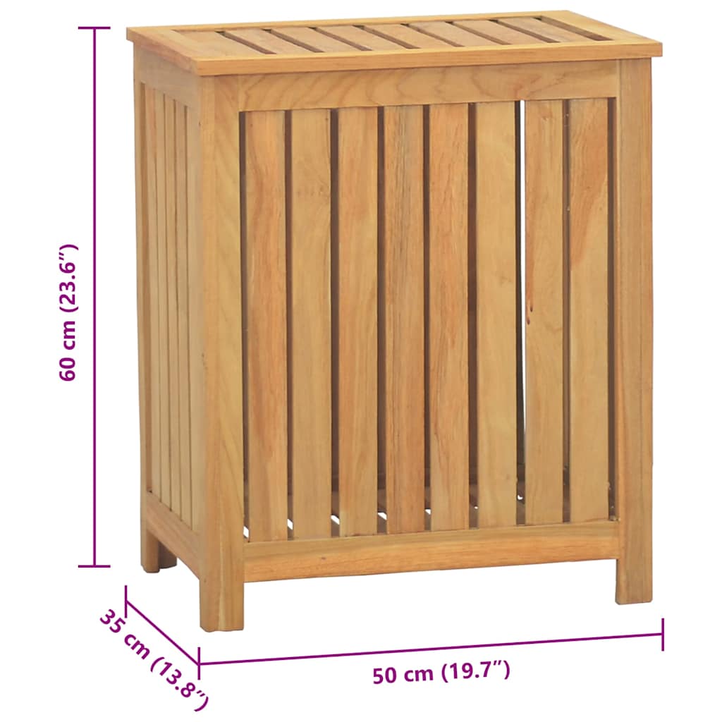 vidaXL Καλάθι Άπλυτων 50x35x60 εκ. από Μασίφ Ξύλο Teak
