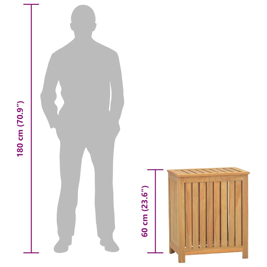 vidaXL Καλάθι Άπλυτων 50x35x60 εκ. από Μασίφ Ξύλο Teak