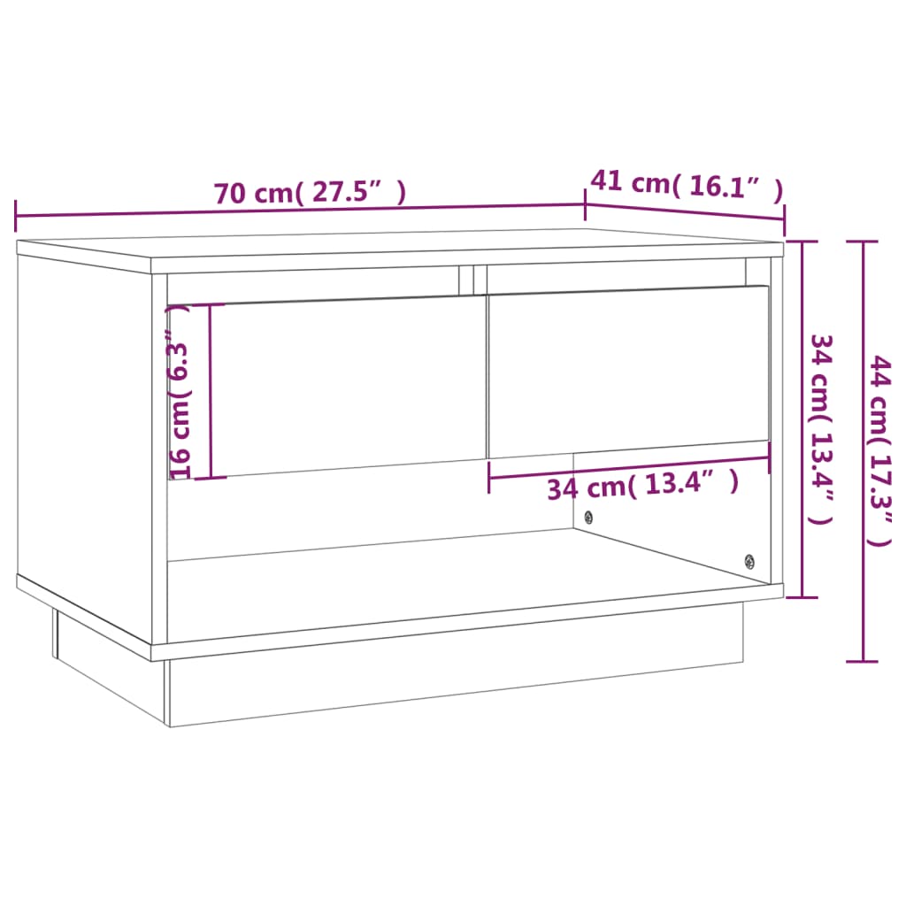 vidaXL Έπιπλο Τηλεόρασης Γκρι Σκυρ. 70x41x44 εκ. Επεξ. Ξύλο