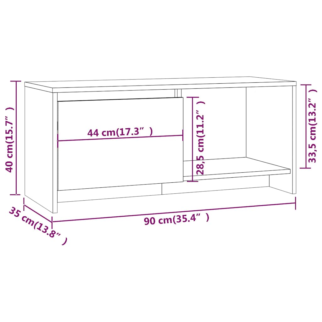 vidaXL Έπιπλο Τηλεόρασης Γκρι Σκυροδέματος 90x35x40 εκ. Επεξ. Ξύλο