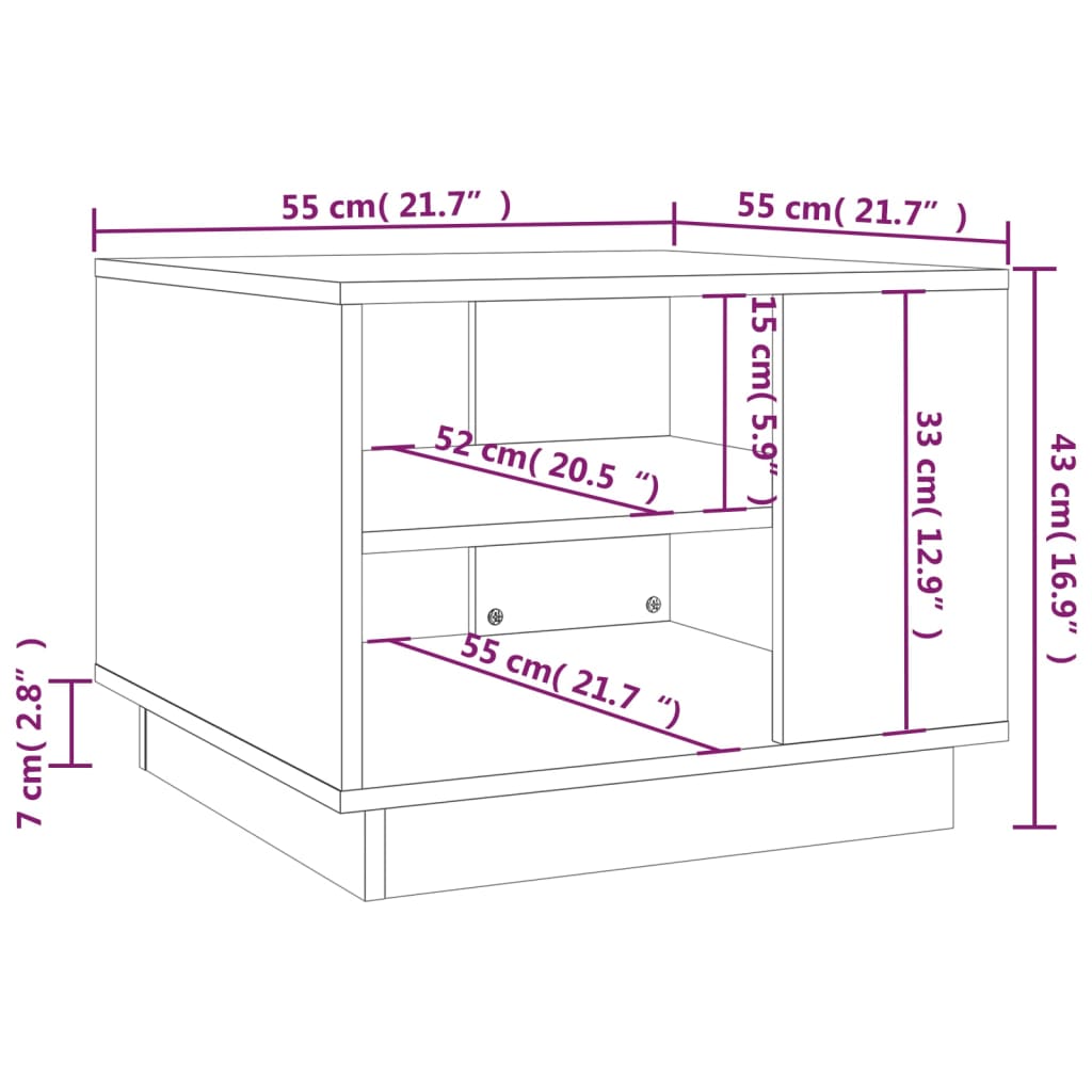 vidaXL Τραπεζάκι Σαλονιού Καπνιστή Δρυς 55x55x43 εκ. Επεξεργ. Ξύλο