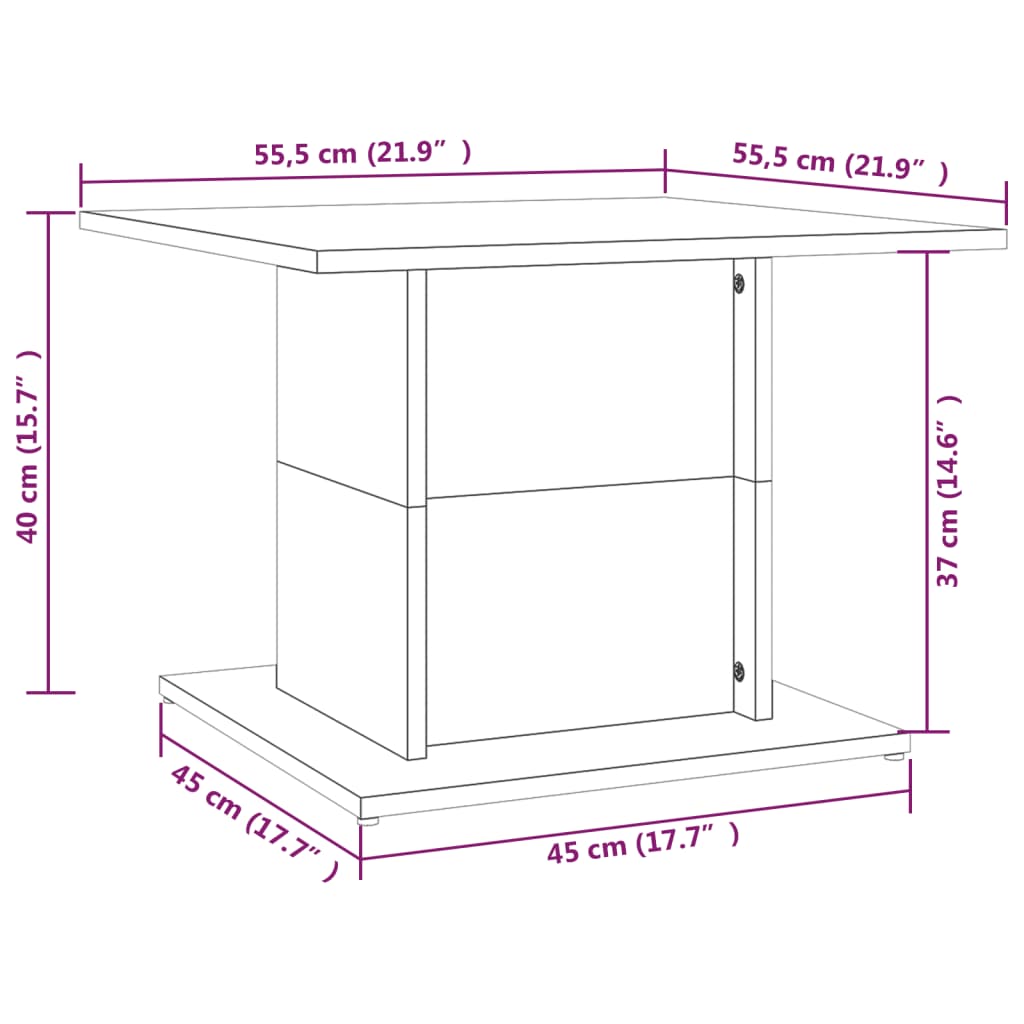 vidaXL Τραπεζάκι Σαλονιού Καπνιστή Δρυς 55,5x55,5x40 εκ. Επεξεργ. Ξύλο