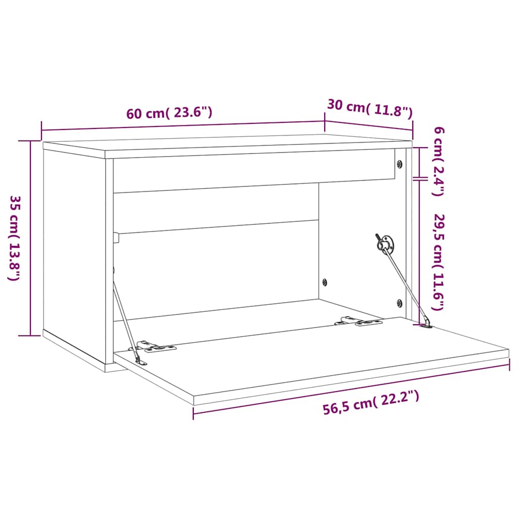 vidaXL Ντουλάπι Τοίχου 60 x 30 x 35 εκ. από Μασίφ Ξύλο Πεύκου