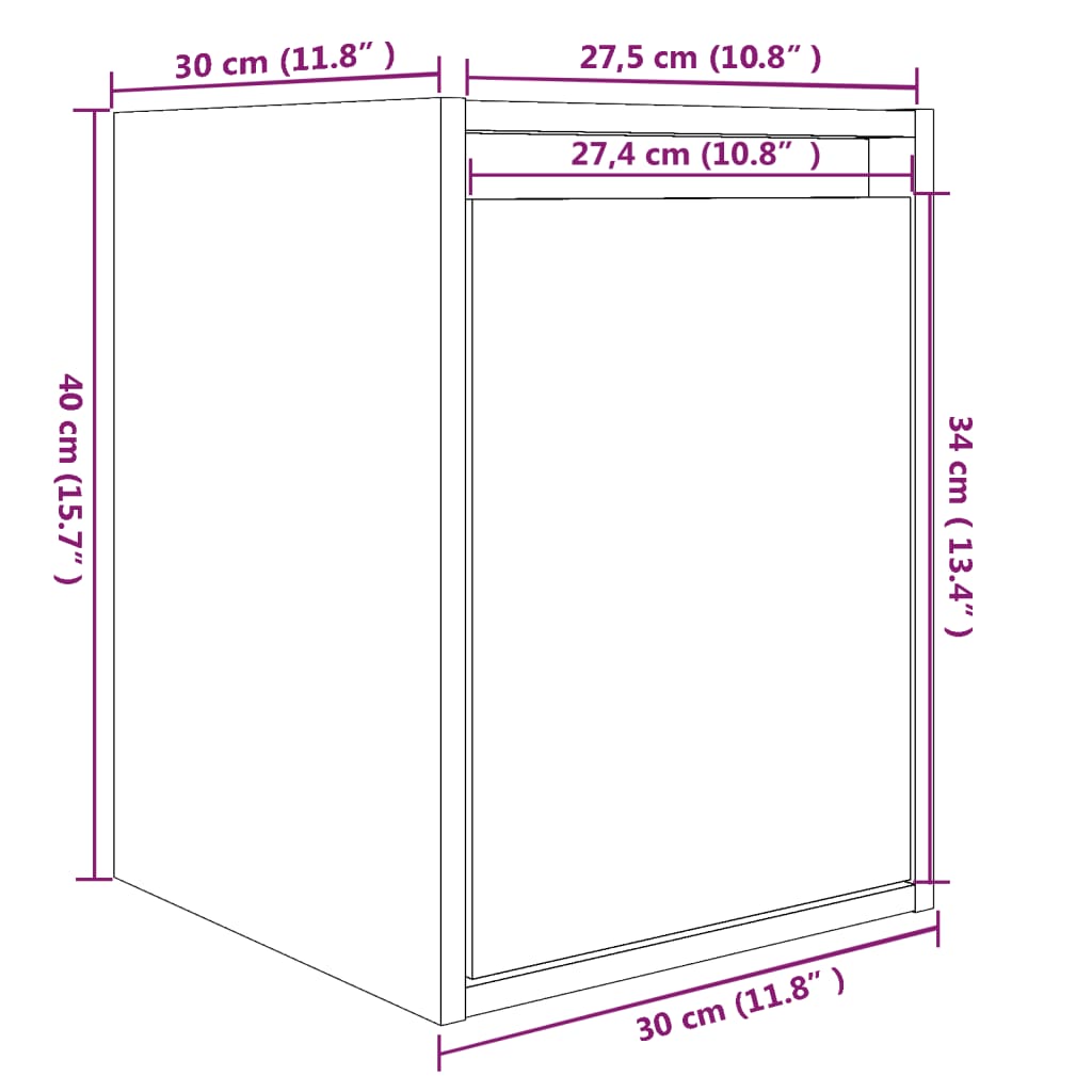 vidaXL Ντουλάπια Τοίχου 2 τεμ. Λευκά 30x30x40 εκ. Μασίφ Ξύλο Πεύκου