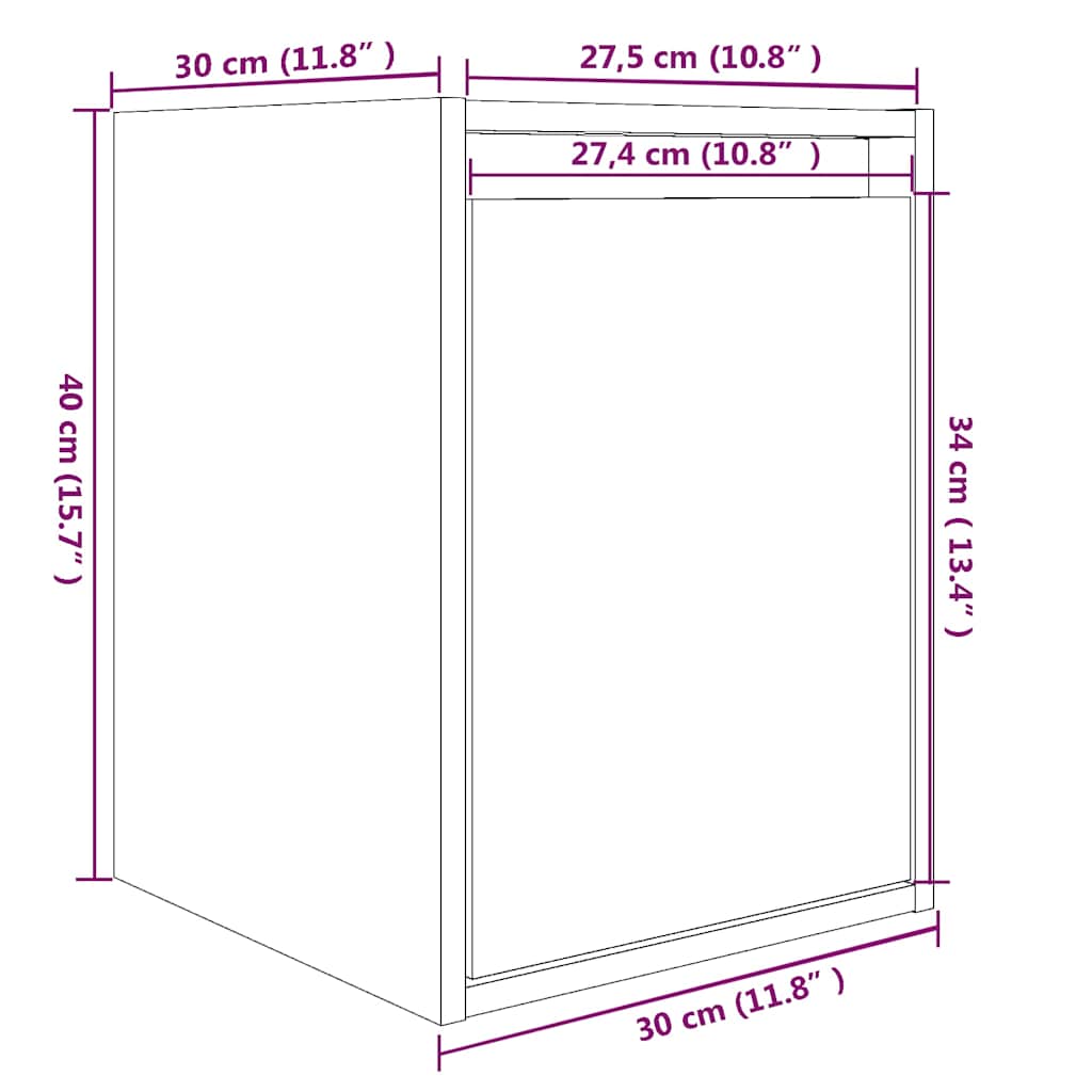 vidaXL Ντουλάπια Τοίχου 2 τεμ. Μαύρα 30x30x40 εκ. Μασίφ Ξύλο Πεύκου