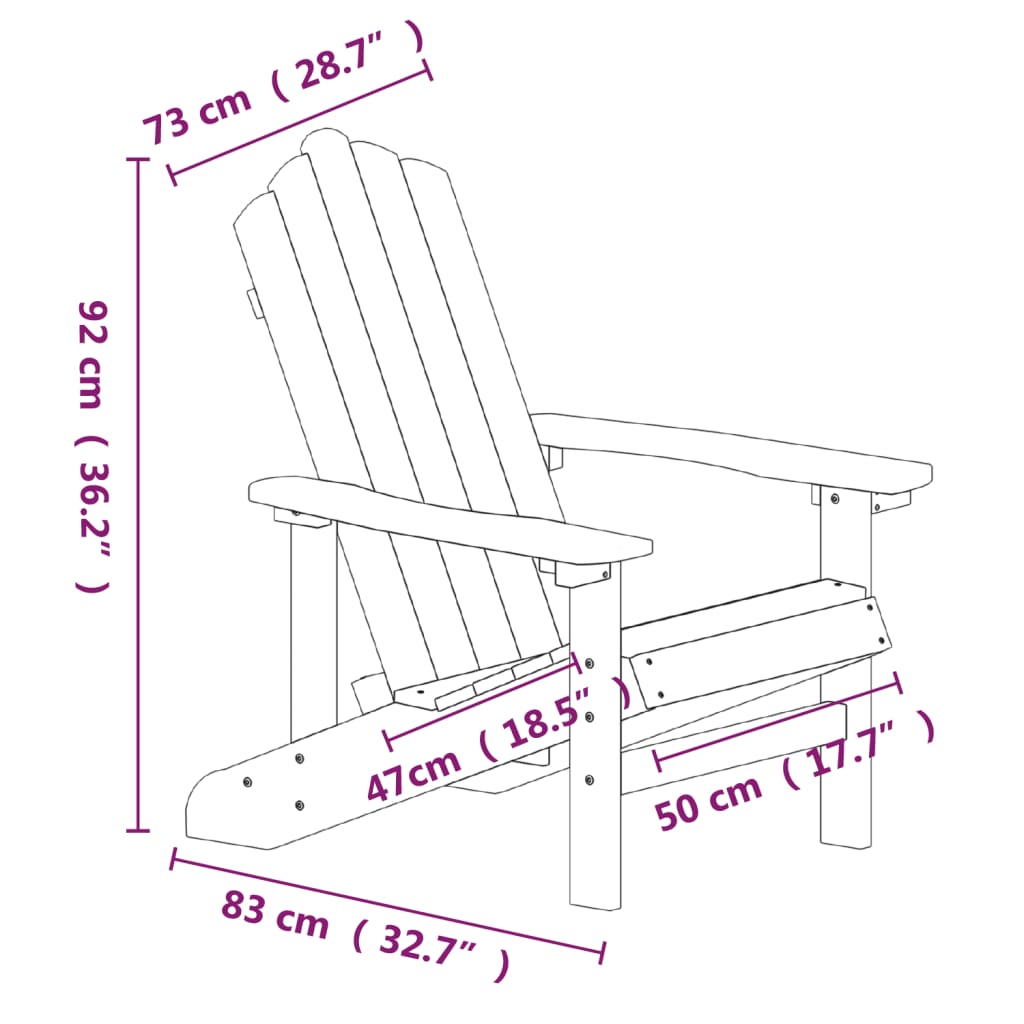 vidaXL Καρέκλες Κήπου Adirondack 2 τεμ. Γαλάζιες από HDPE