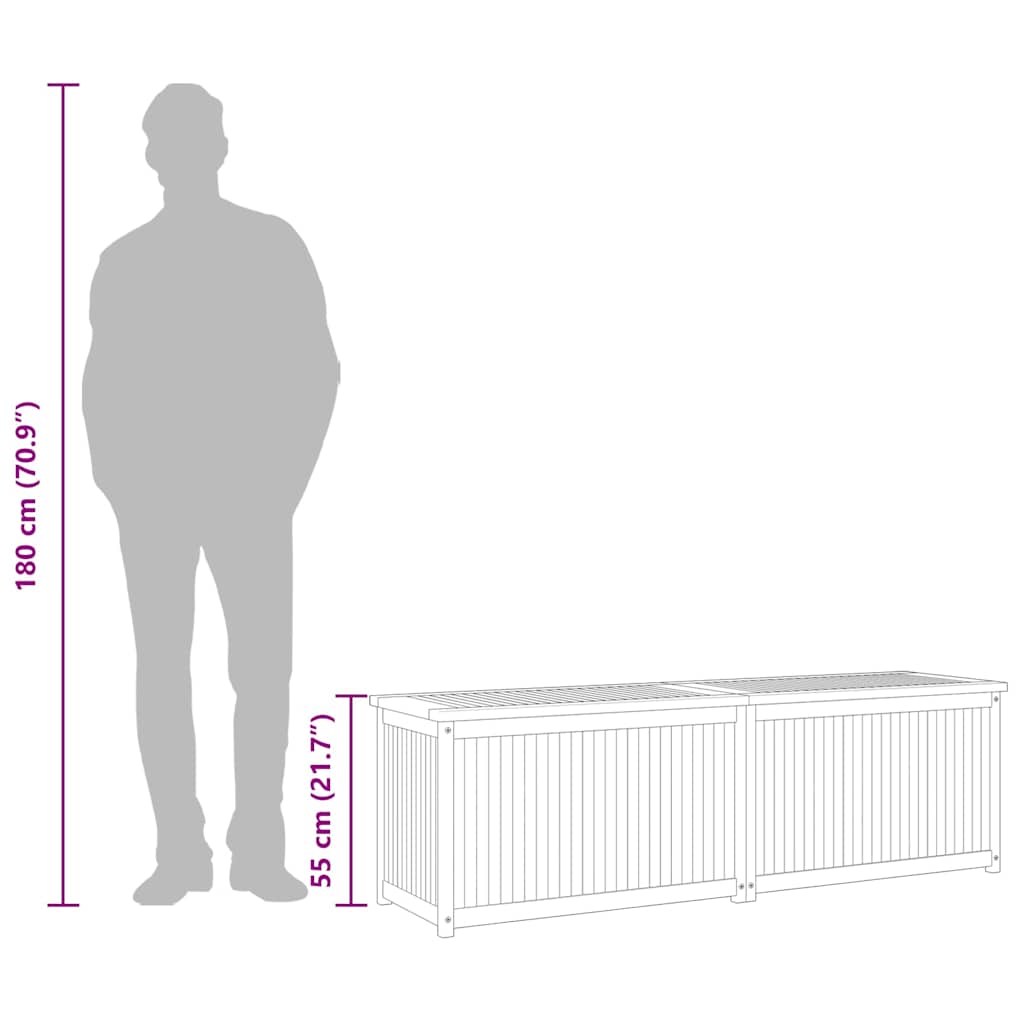 vidaXL Μπαούλο Κήπου 175 x 50 x 55 εκ. από Μασίφ Ξύλο Teak