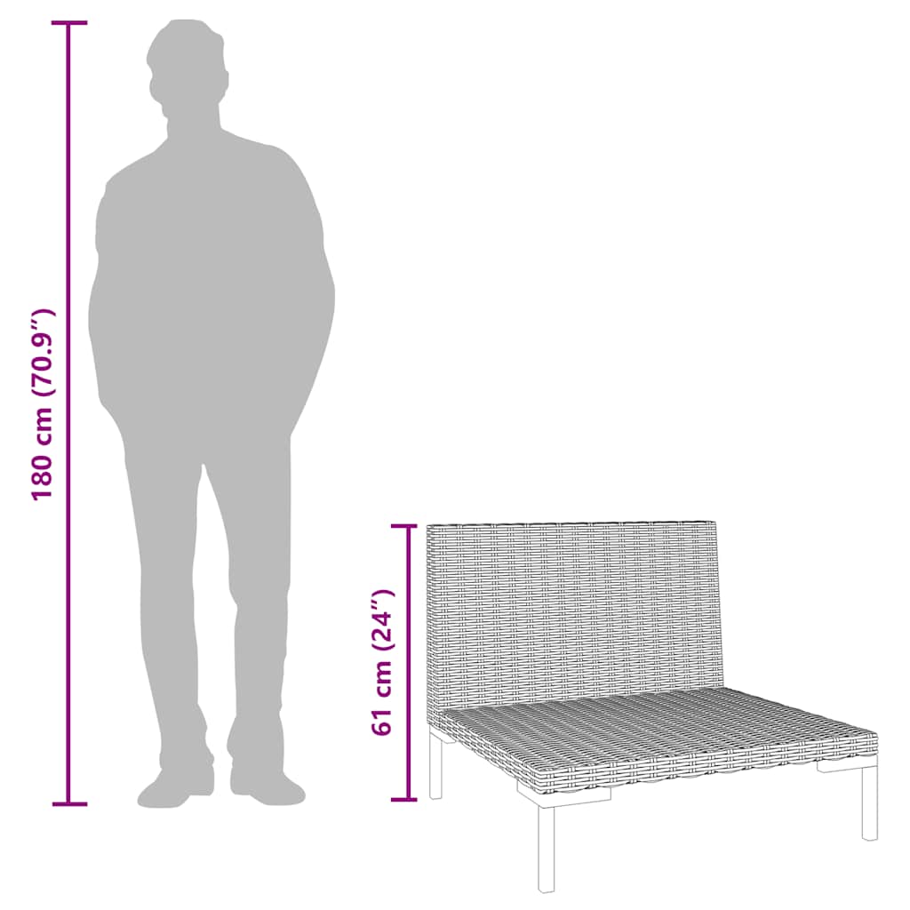 vidaXL Καναπέδες Κήπου 2 τεμ. από Ημικυκλικό Συνθ. Ρατάν με Μαξιλάρια