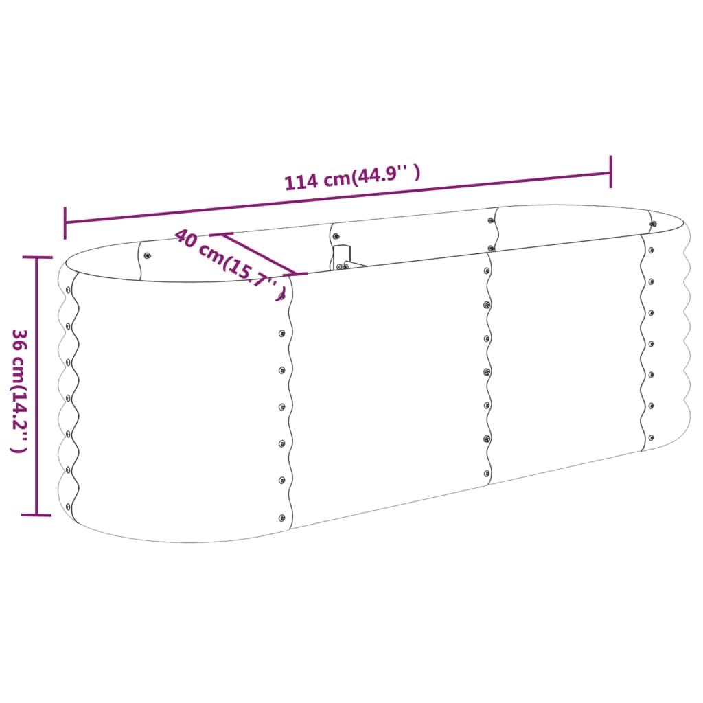 vidaXL Ζαρντινιέρα Υπερυψωμένη Ασημί 114x40x36 εκ. Γαλβανισμένος χάλυβας