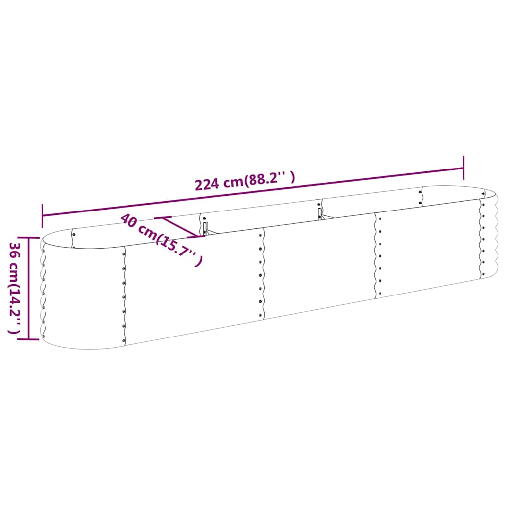 vidaXL Ζαρντινιέρα Ανθρακί 224x40x36 εκ Γαλβανισμένος χάλυβας